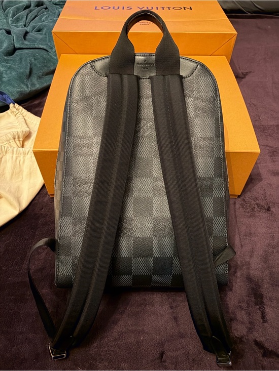 Louis Vuitton Black Damier Graphite Leather Backpack with Front Zip Pocket main image 10